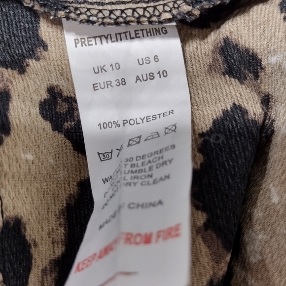 PrettyLittleThing Animal Print Casual Pants Womens 6 Brown Boho Retro 90s Y2K - Picture 8 of 9